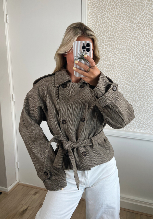 Jasje tweed stof ceintuur