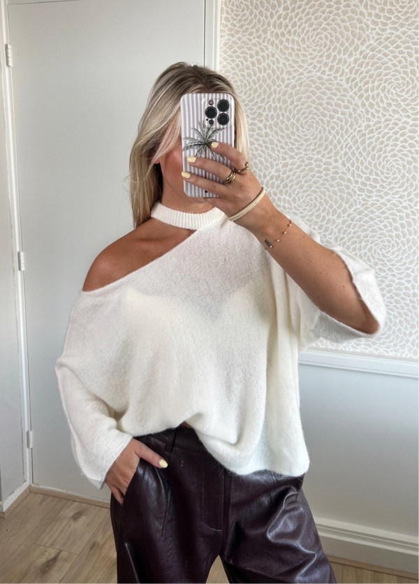 Trui choker creme