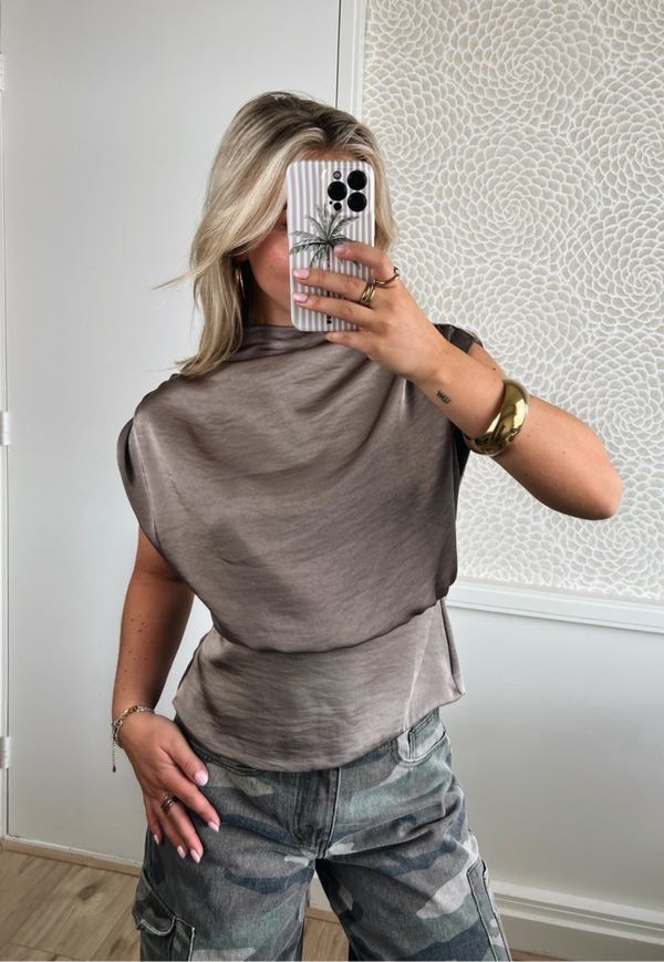 Top satijn taupe