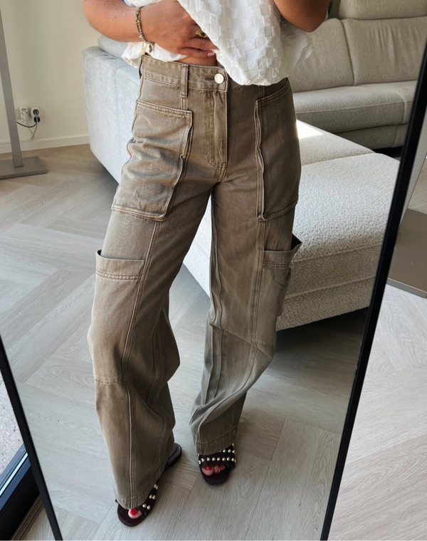 Jeans zakken taupe Queen Hearts