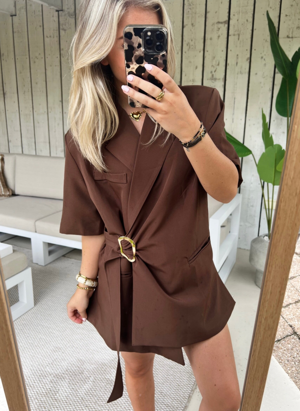 Blazer gesp oversized bruin