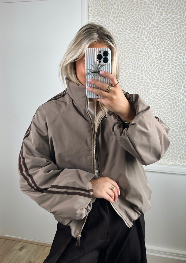 Jas taupe streep bruin