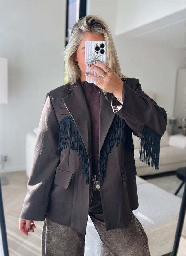Blazer franjes bruin zwart