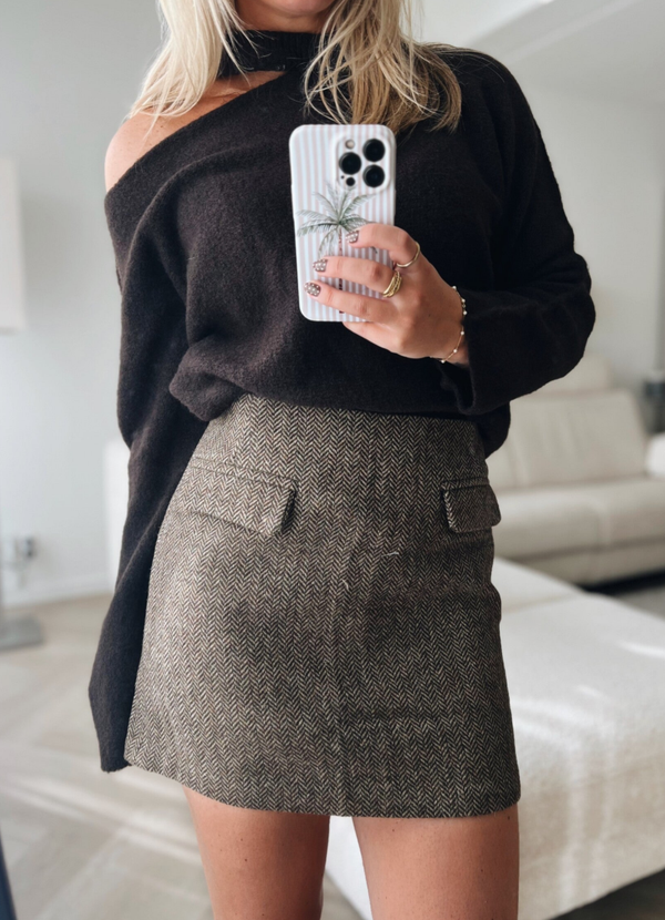 Skort tweed bruin