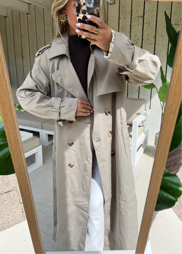 Trenchcoat lang taupe