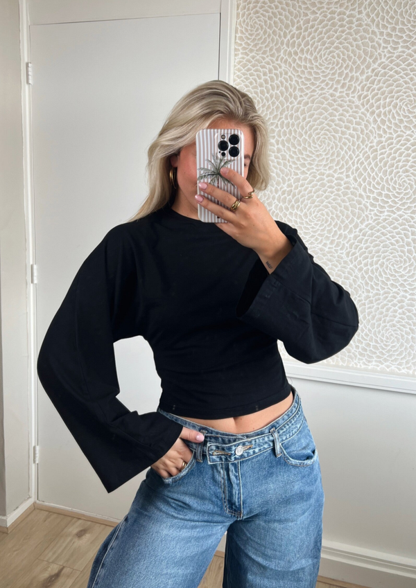 Longsleeve getailleerd zwart