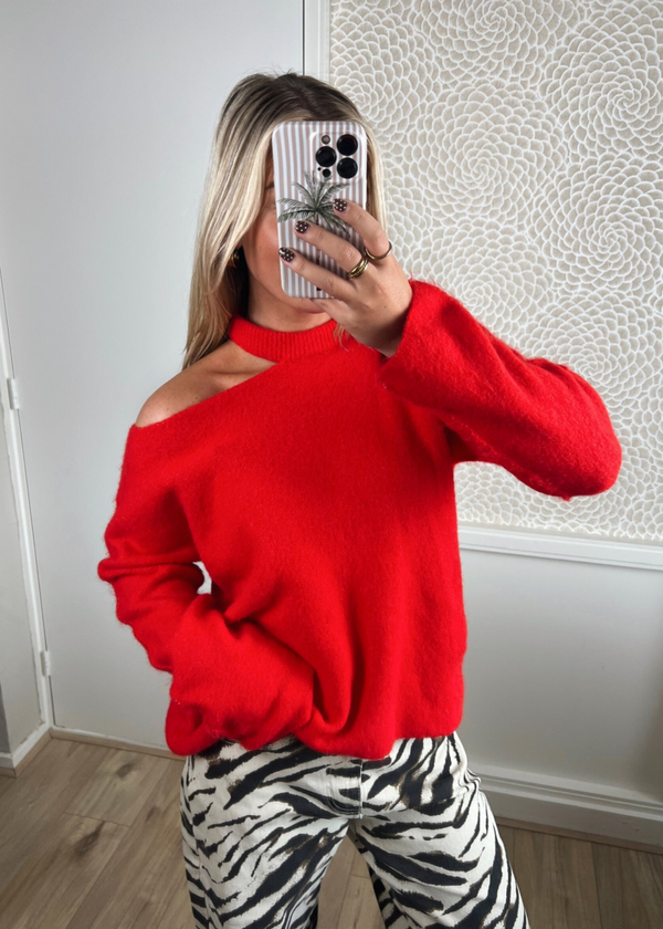 Trui choker rood