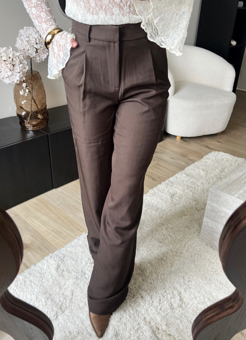Pantalon wide leg bruin Ellie Ambika