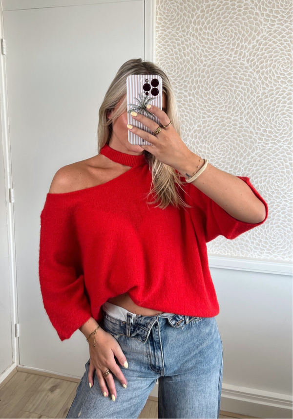 Trui choker rood