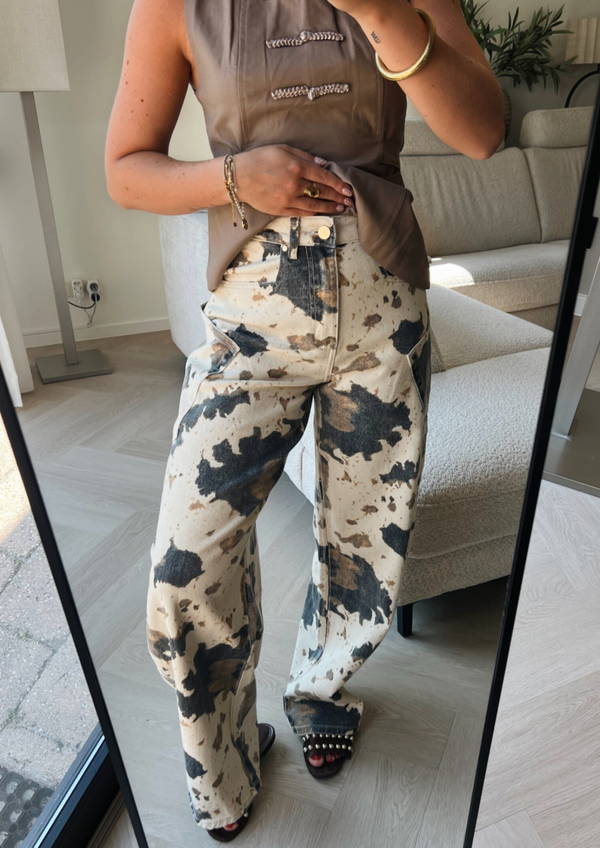 Jeans koeienprint Queen Hearts