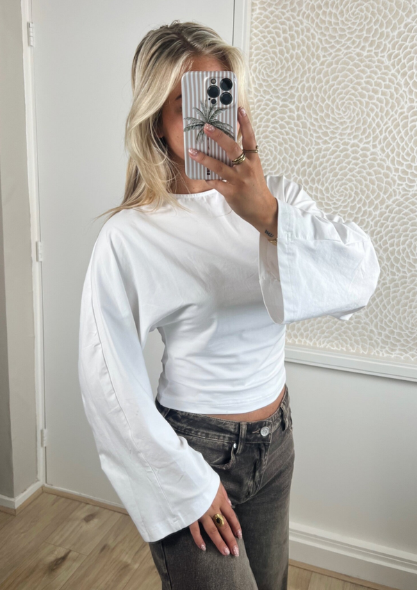 Longsleeve getailleerd wit