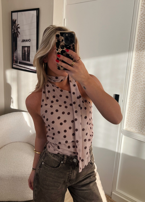 Halter top stippen taupe