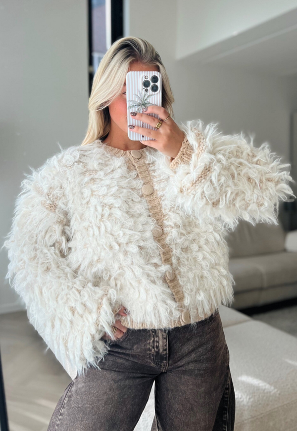 Vest fluffy creme beige