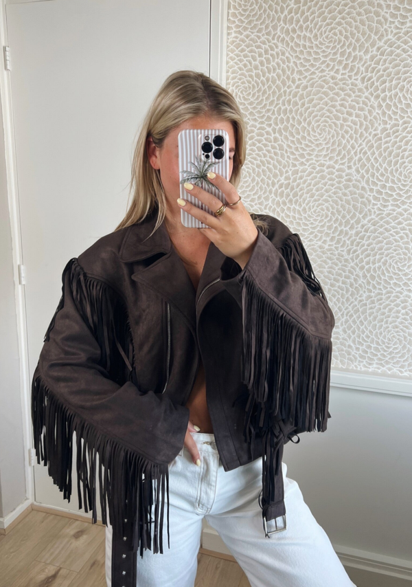 Jasje suede franjes bruin