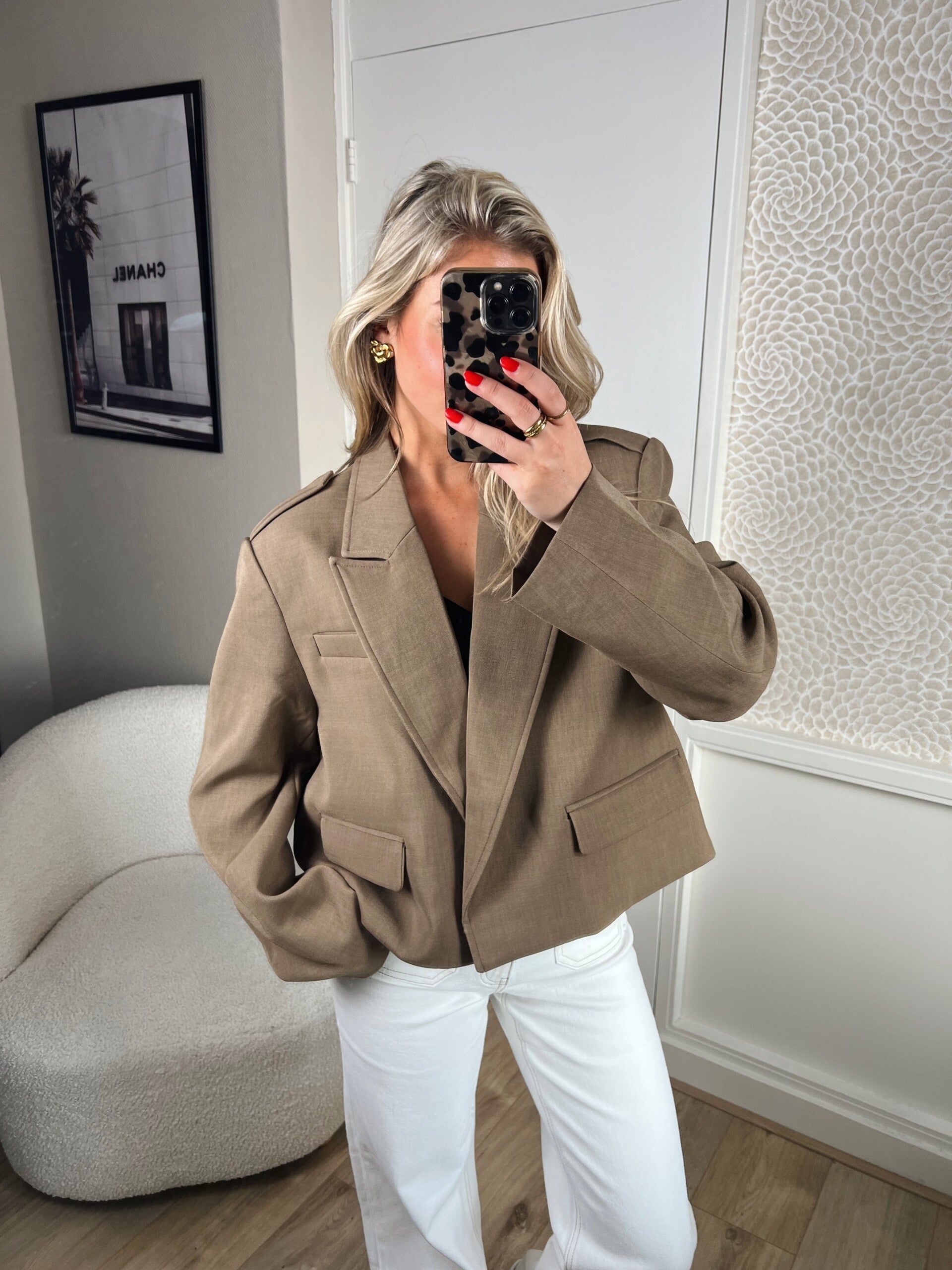 Blazer cropped camel