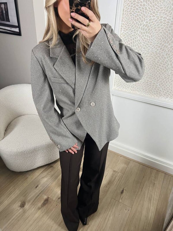 Blazer getailleerd strass Ambika taupe