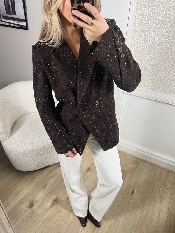 Blazer getailleerd strass Ambika bruin