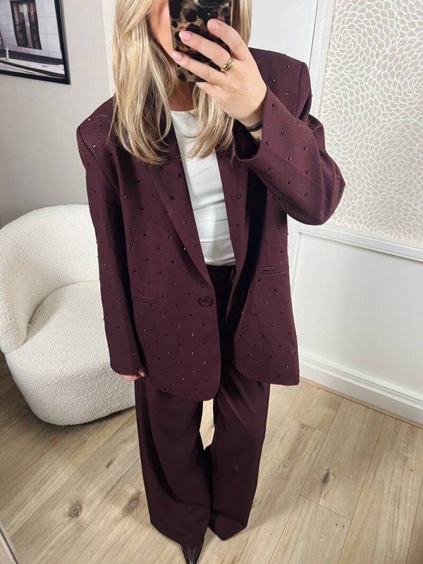 Blazer strass aubergine Ambika