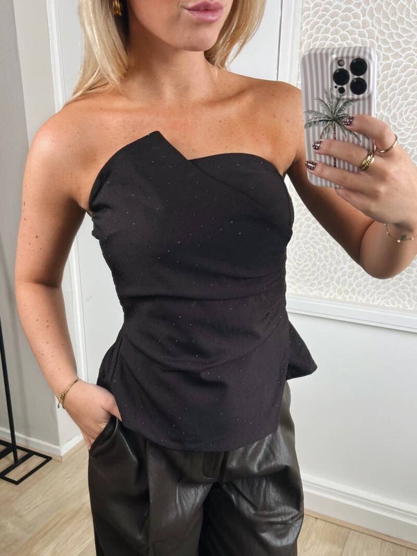 Bandeau top strass bruin