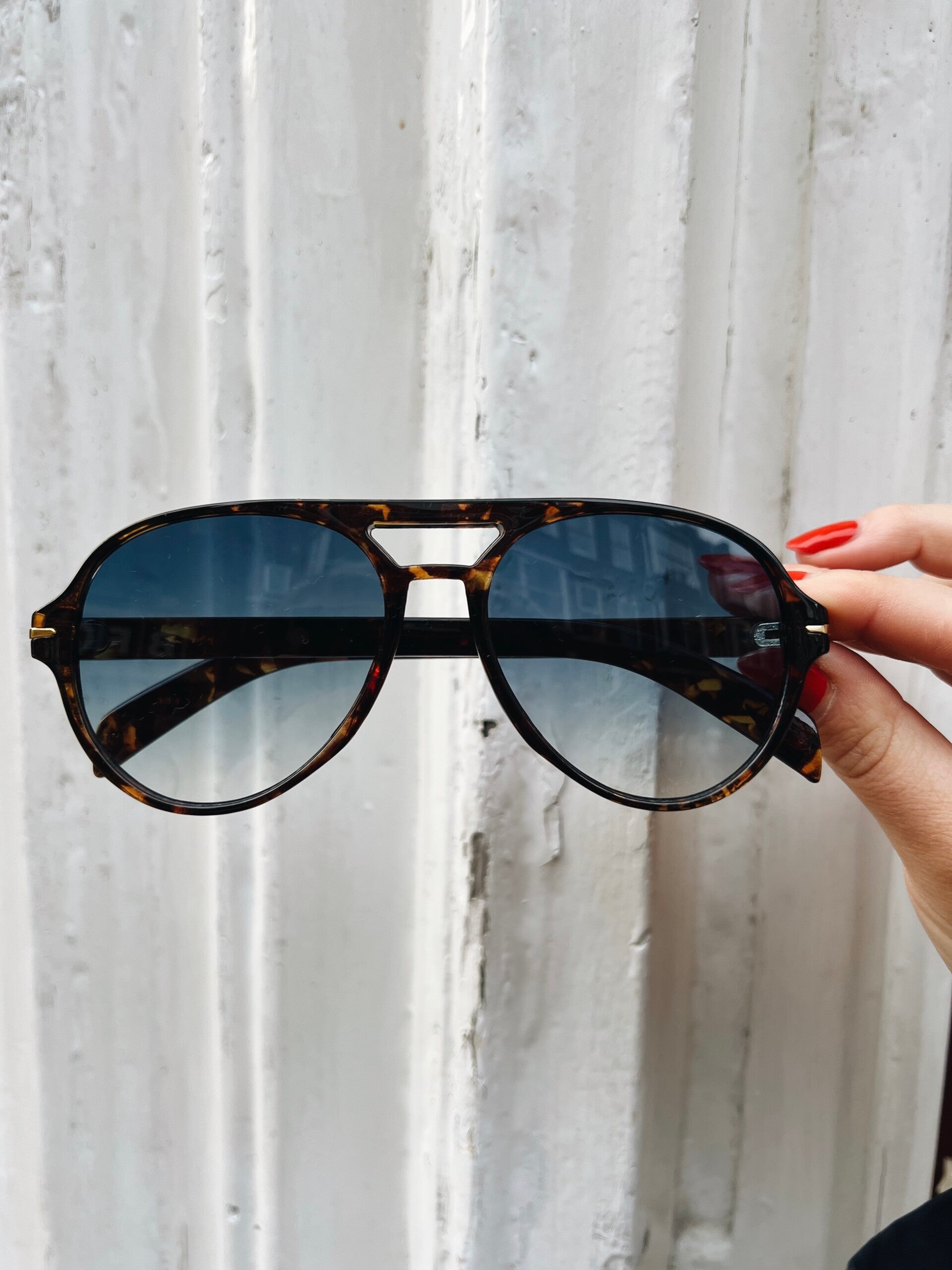 Zonnebril piloot leopard (blauw glas)