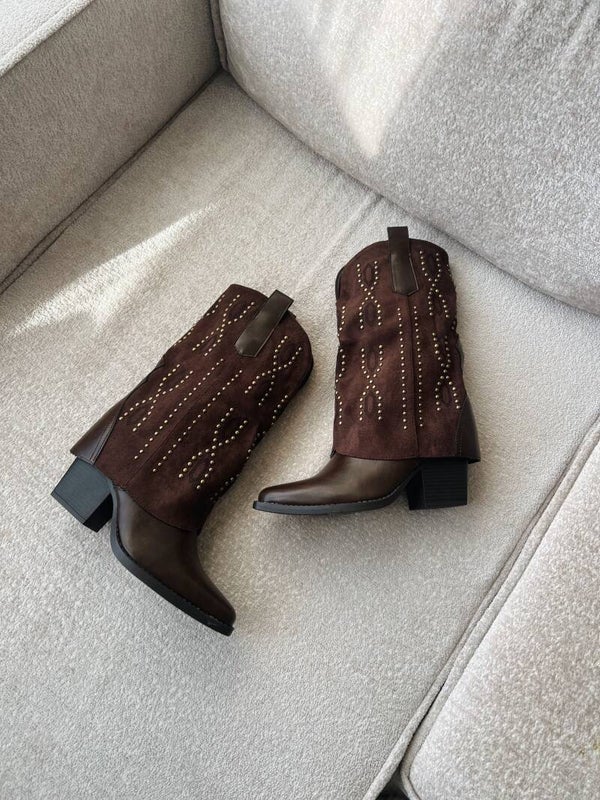 Laarzen overslag studs bruin goud