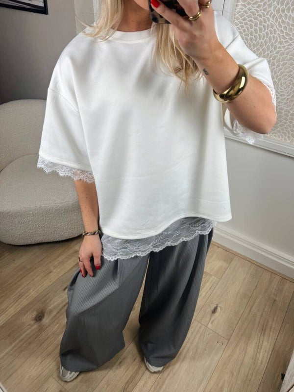 Sweater oversized kant wit