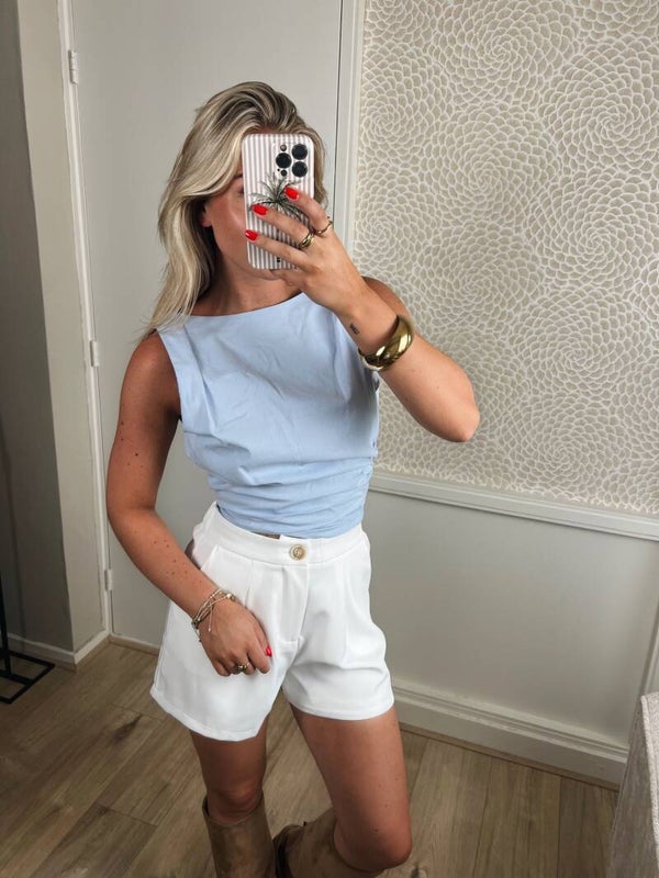 Top strik achterkant blauw