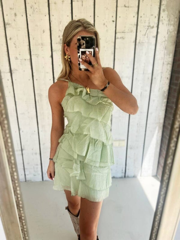 Jurk ruffle groen