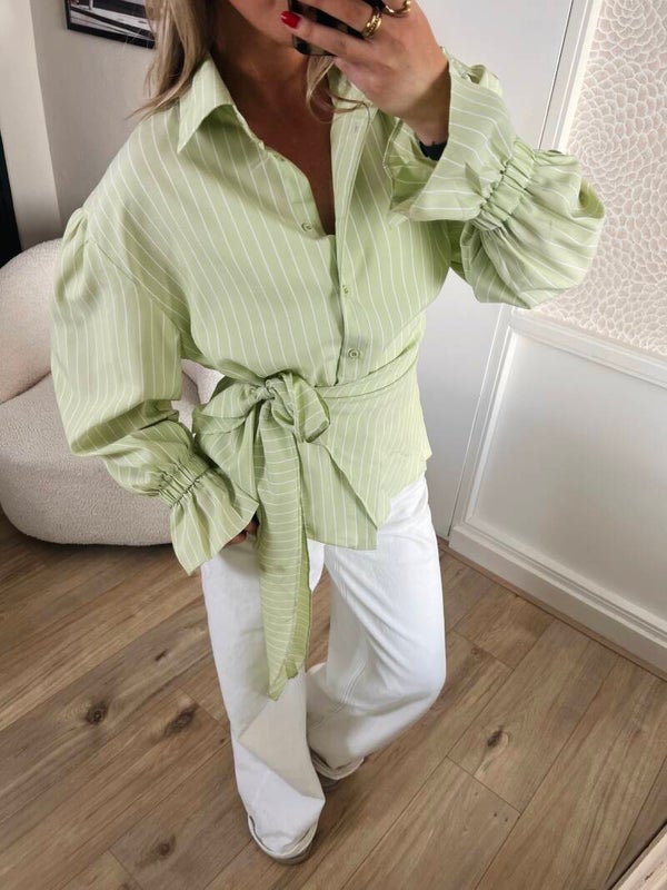 Blouse strik overslag groen
