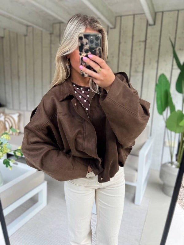 Suede jasje bruin
