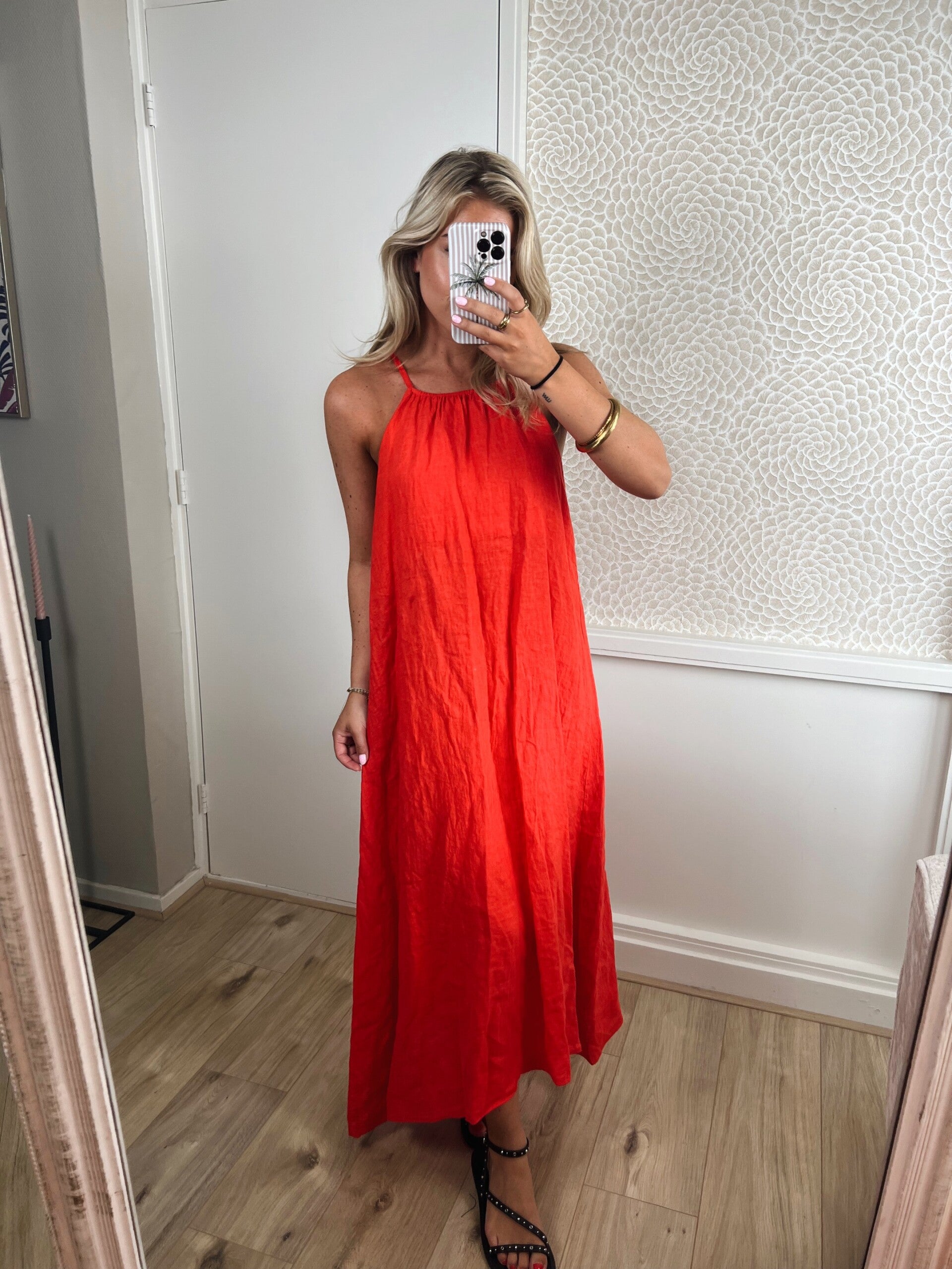 Jurk lang halter rood