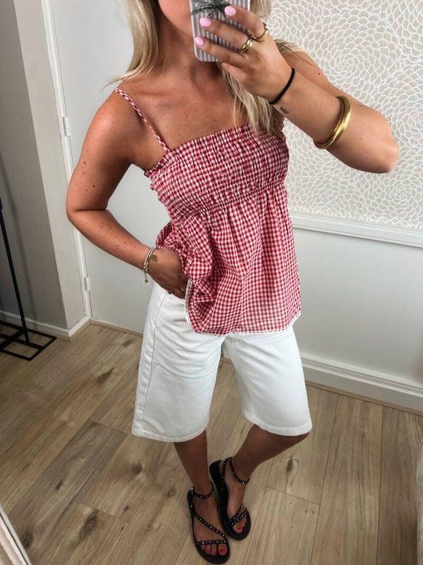 Top smock ruit rood