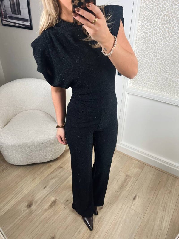 Jumpsuit zwart glitter