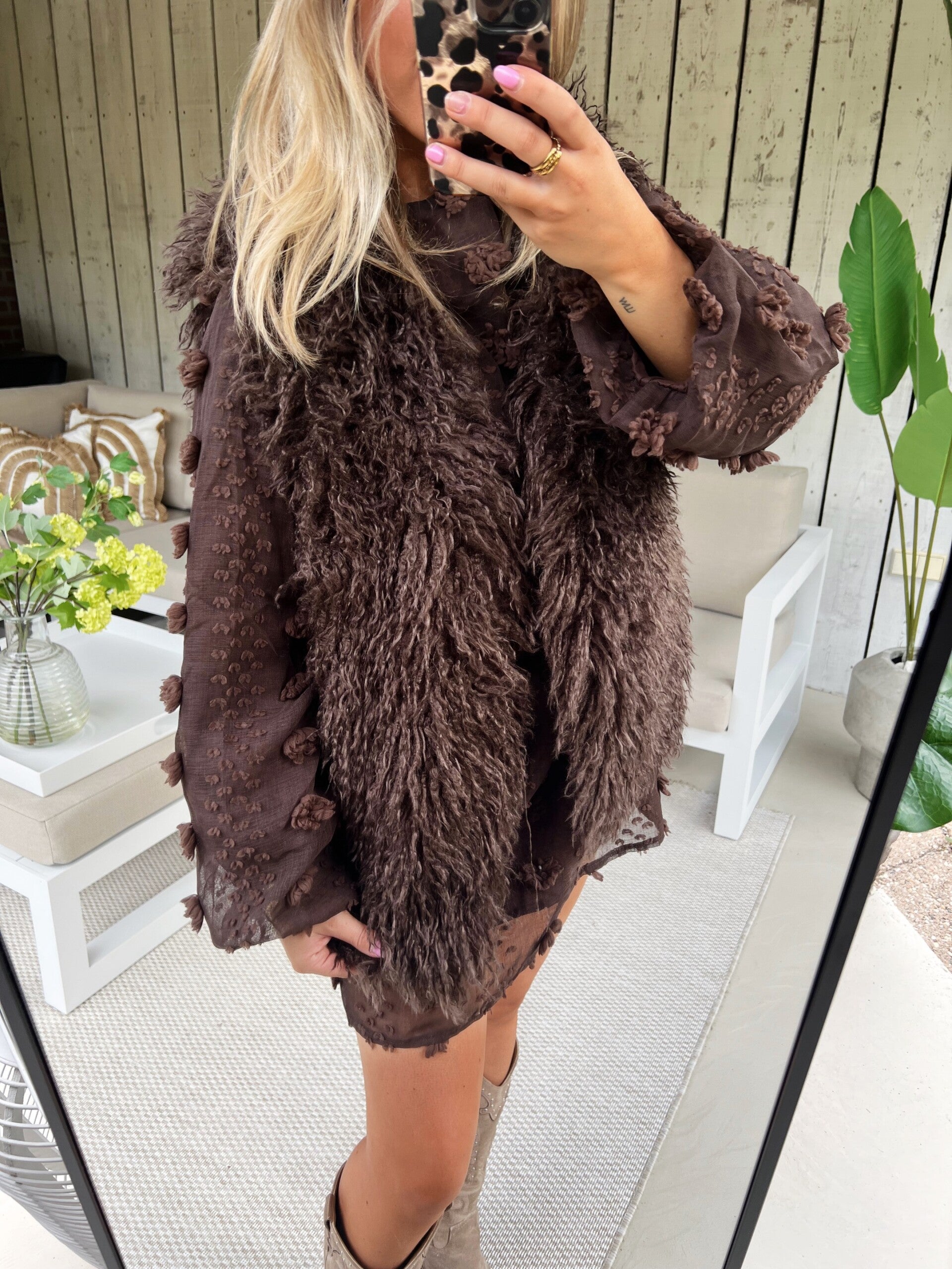 Gilet haartjes bruin Ambika Sarah