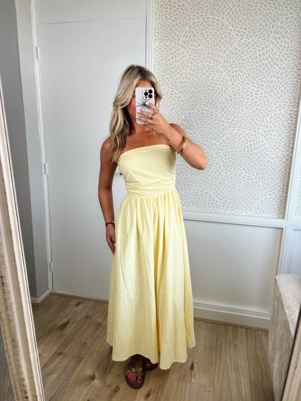 Jurk strapless geel