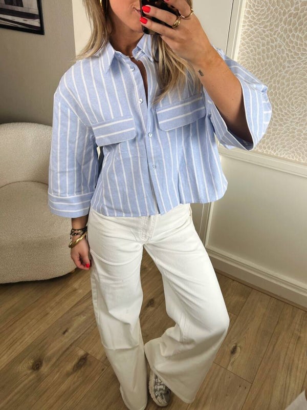 Blouse lichtblauw strepen