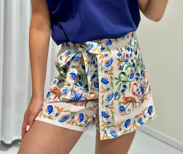 Skort bloemen blauw oranje