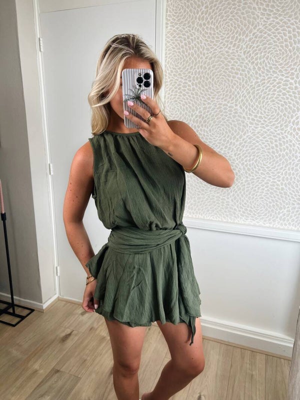 Playsuit ceintuur groen