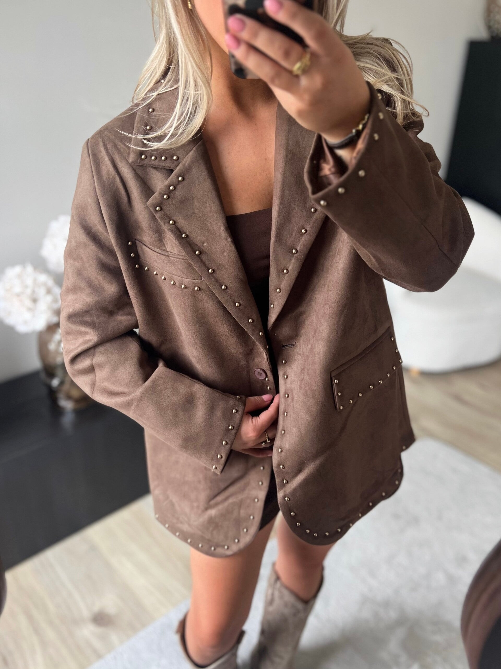 Blazer suede studs goud