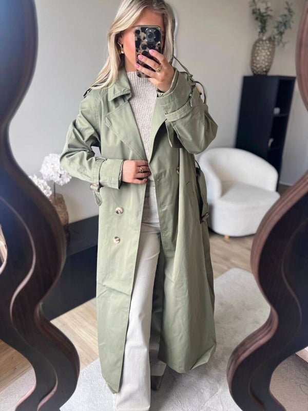 Trenchcoat lang groen
