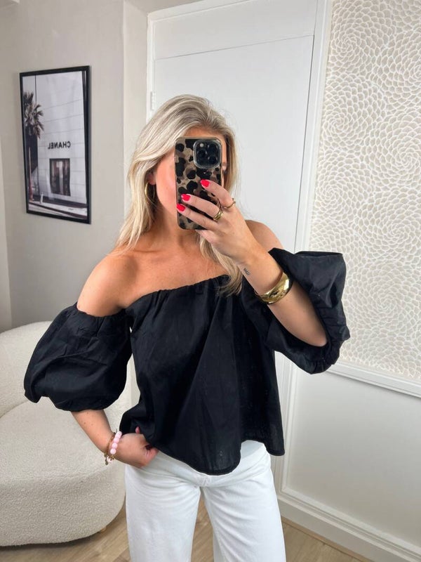 Top strapless zwart