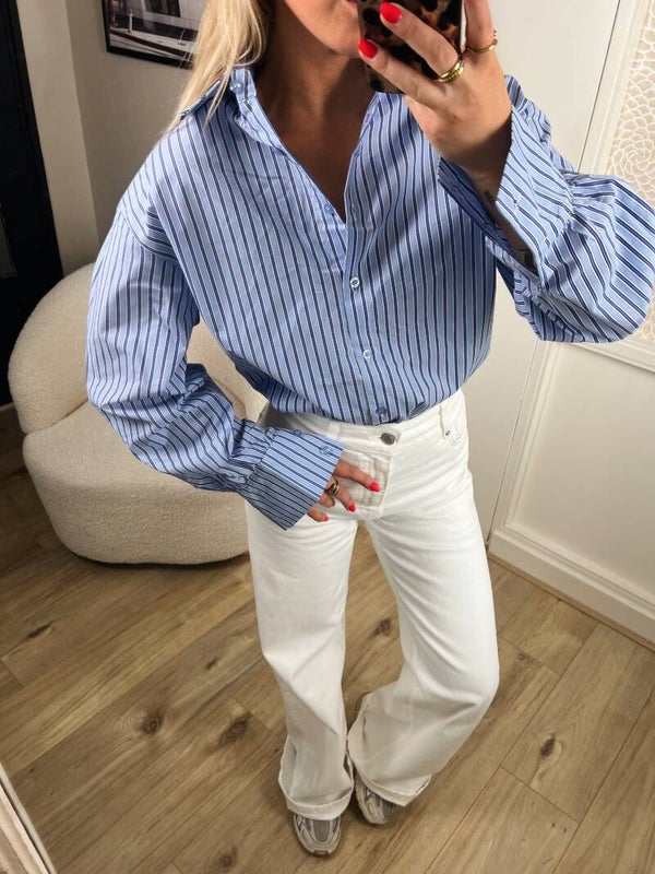 Blouse streep blauw Ambika