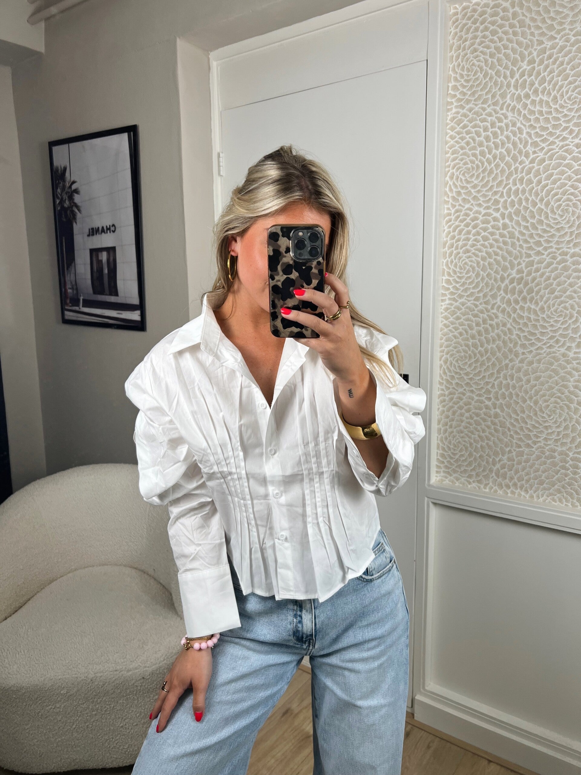 Blouse wit getailleerd crop