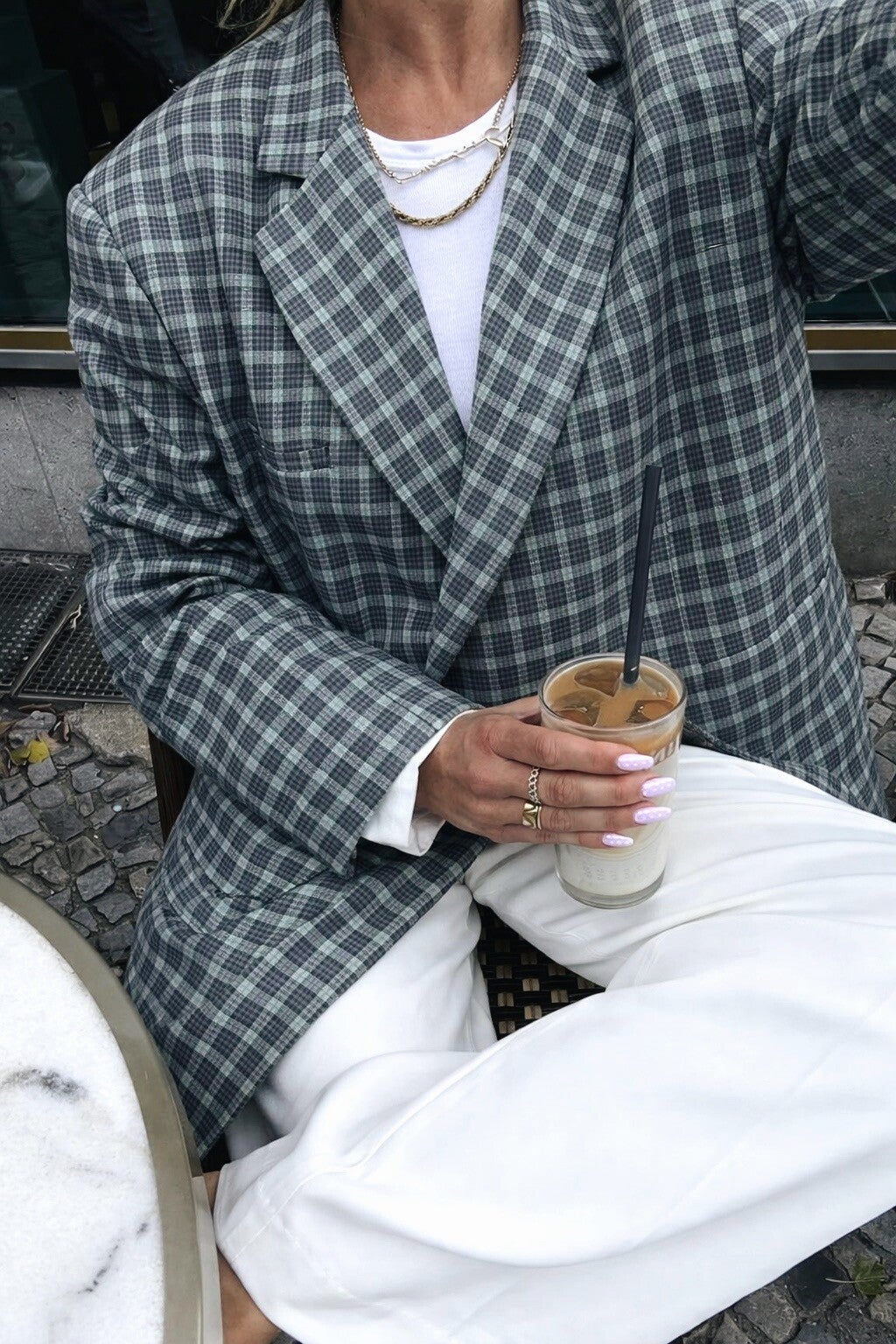 Blazer Jasmijn ruit mint blauw