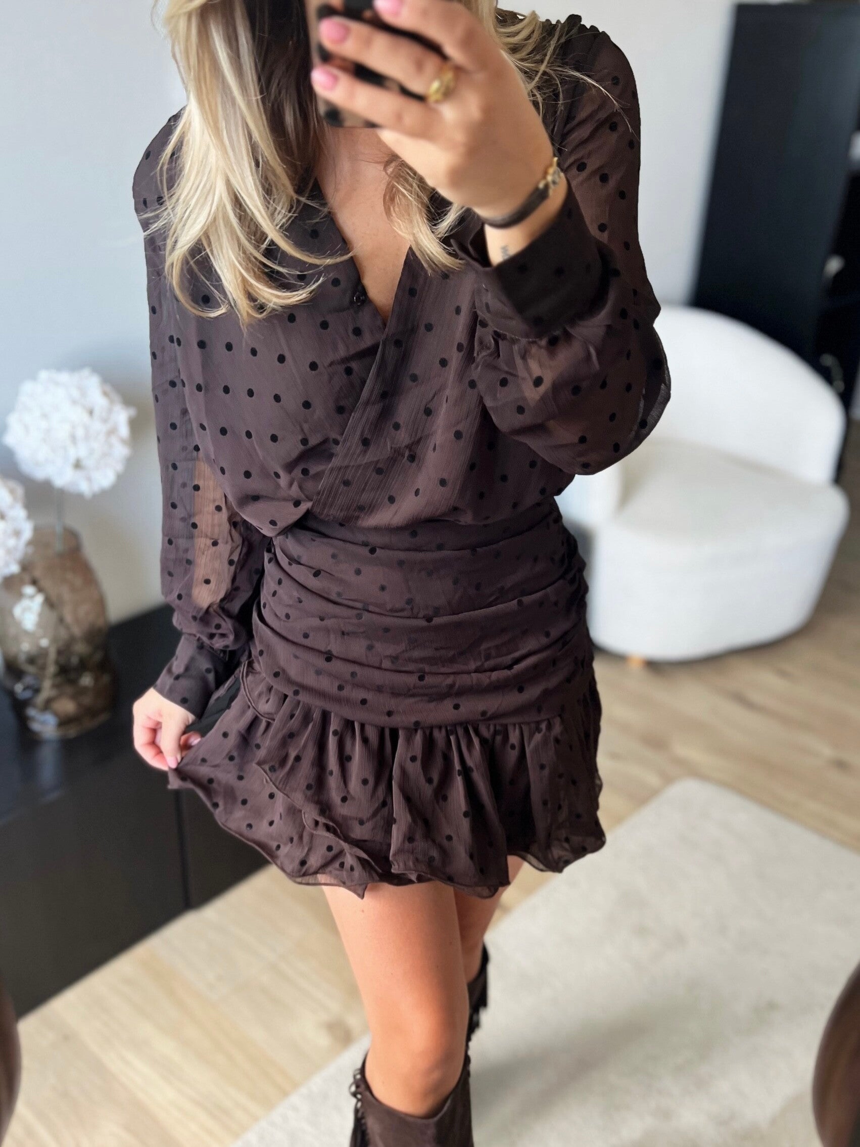 Jurk bruin polkadots
