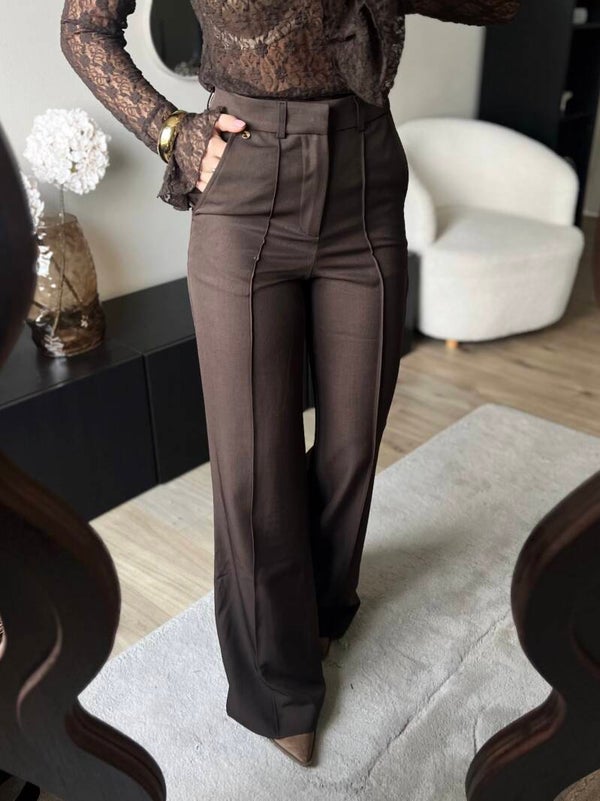 Pantalon straight Jade Ambika bruin