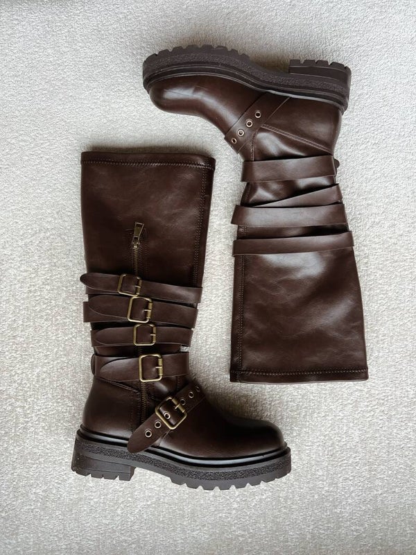 Laarzen bruin gouden gesp