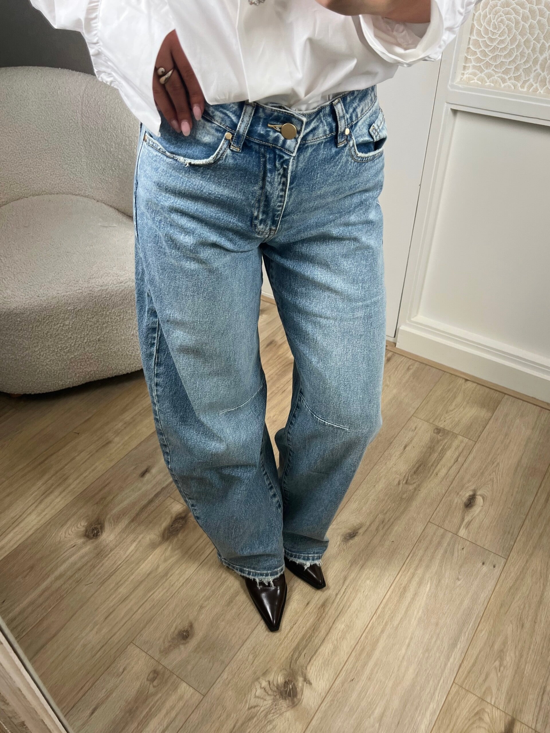 Jeans barrel fit Queen Hearts medium blauw