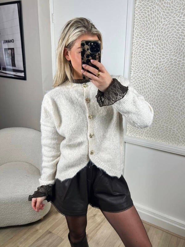 Vest knopen goud beige