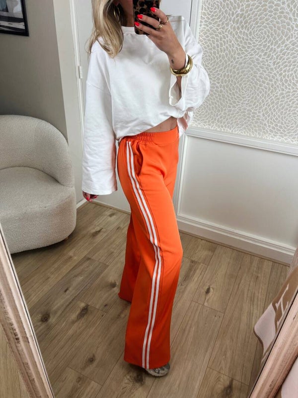 Pantalon oranje streep wit